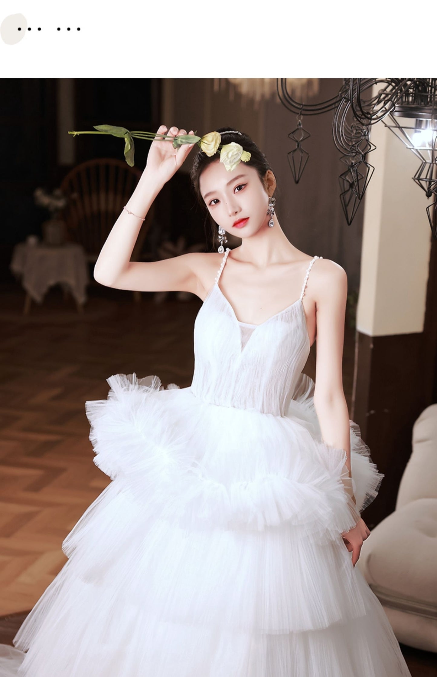 White Tiered Multi-Layer French Pettiskirt Temperament Formal Wedding Dress to 3X Plus Size