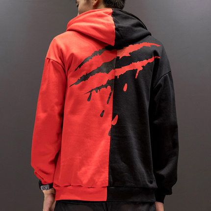 Men's Colorblock Grafitti Patchwork Print Loose Pullover Hoodie Sweatshirts