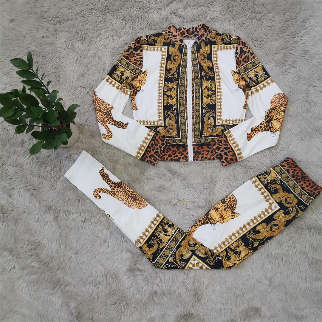 Fashion printed casual sports suit