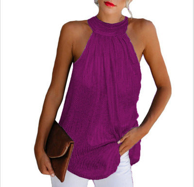 Sleeveless Metallic Glitter Halter O-Neck Strapless Women's Top to 5X Plus Size