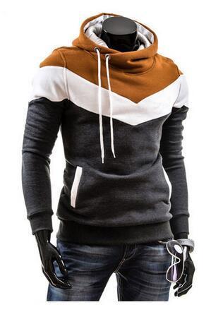 Men's Drawstring Striped Colorblock Pullover Long Sleeve Hoodie Sweatshirt
