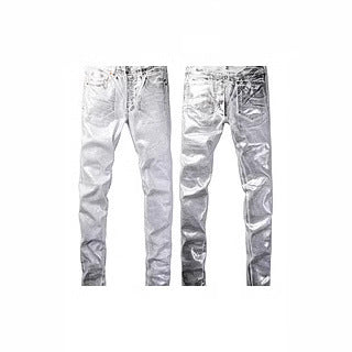 Men's Ripped Colorblock Tie-Dye Print Hip-Hop Stretch Skinny Jeans