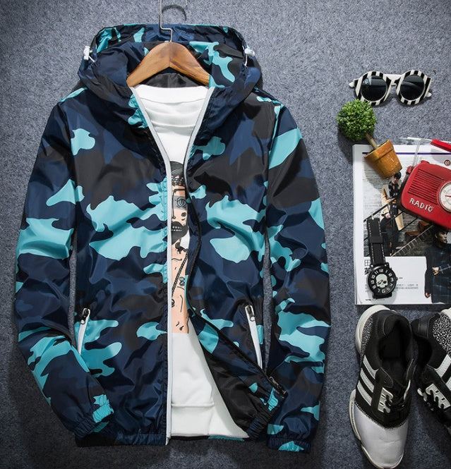 Men's Camoflauge/English Plaid Hooded Luminous Zipper Jacket to 5X Big & Tall