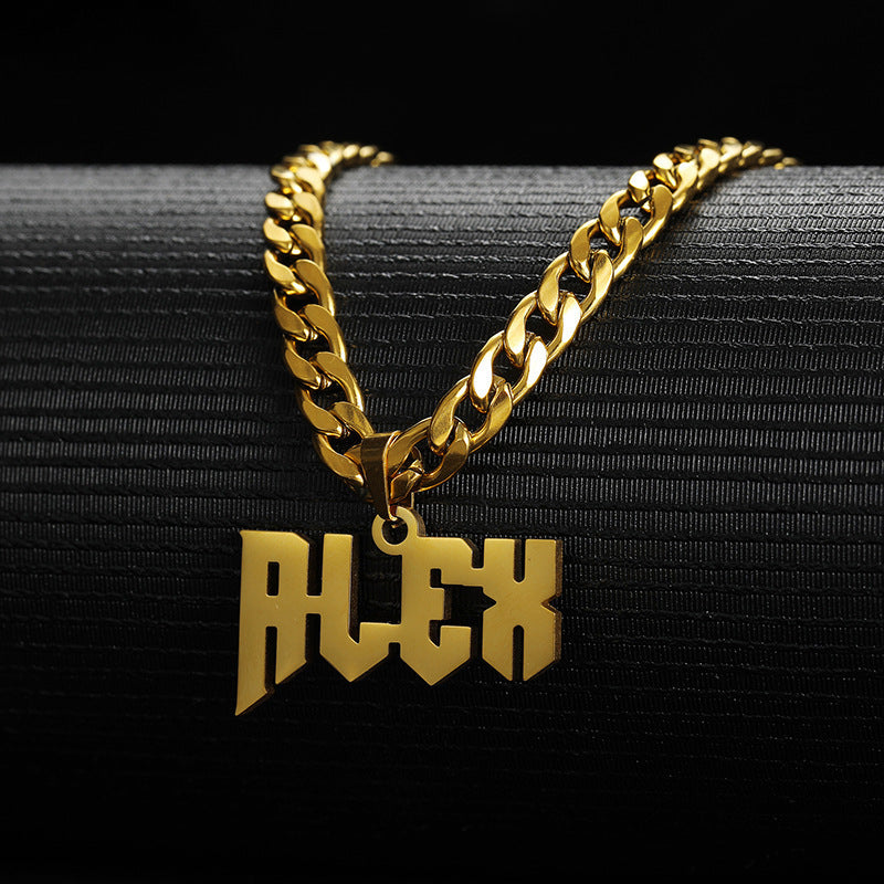 Customized Unisex Personalized Stainless Steel Nameplate Pendant Chain Necklace