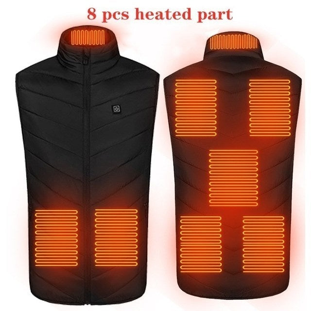 Men's Heated Stand Collar Washable USB Charging Cotton Down Electric Vest