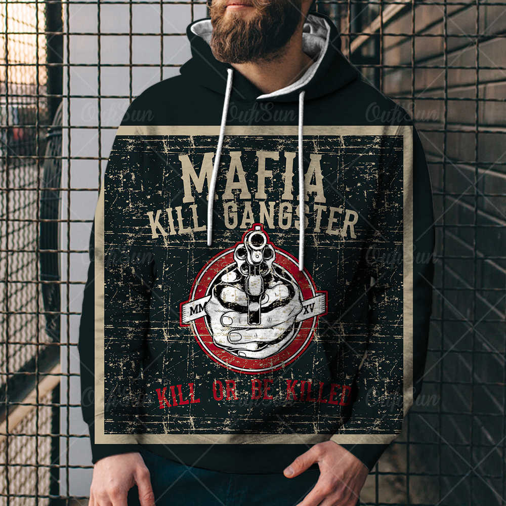 Men's Hip-Hop Drawstring Geometric Graffiti Letter 3D Print Hoodie Sweatshirt