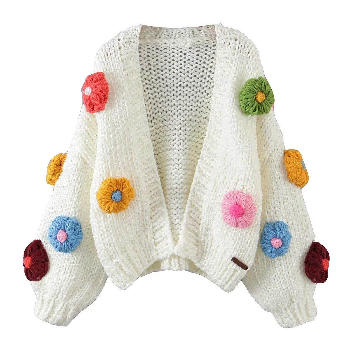 Handmade Crochet Flower/Cloud/Strawberry Women's Jacquard Embroidered Cardigan Sweater