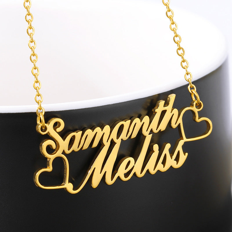 Customized Personalized Stainless Steel 2 Nameplate Chain Necklace