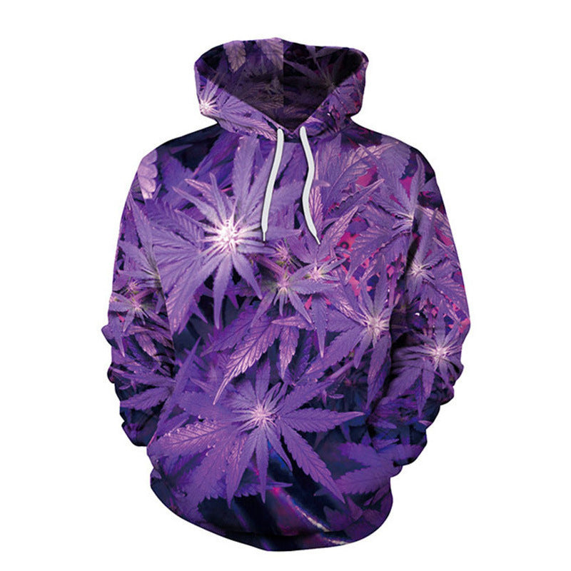Unisex Green Hemp Leaf Print Hoodie Sweatshirt