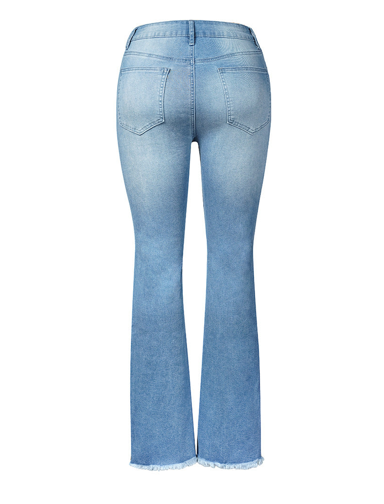 Women's Stretch Ripped Flared Jeans
