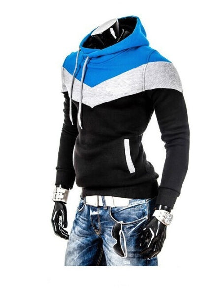 Men's Drawstring Striped Colorblock Pullover Long Sleeve Hoodie Sweatshirt
