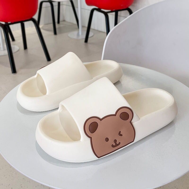 Unisex Teddy Bear/Bunny Thick Sole Flip-Flop Slipper Slides