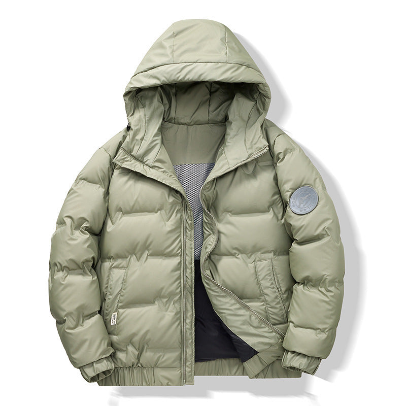 Men's Padded Ribbed Zipper Down Hip-Hop Hoodie Jacket