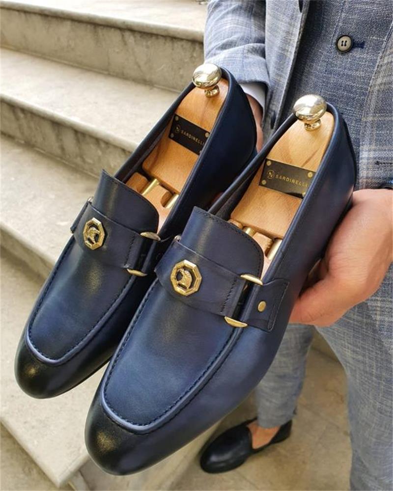 Men's Business British Style Gold Eagle Loafers
