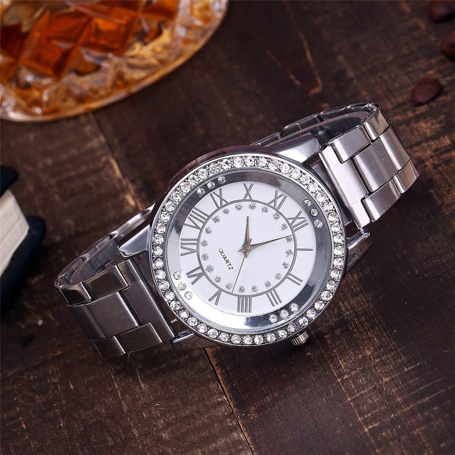 Rhinestone Rose Gold/Gold/Silver Quartz Women's Stainless Steel Watch