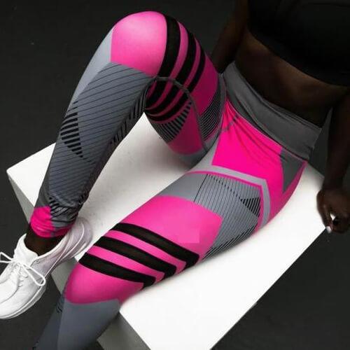 Geometric Colorblock Reflective Women's Fitness Sport Yoga Gym Skinny Leggings