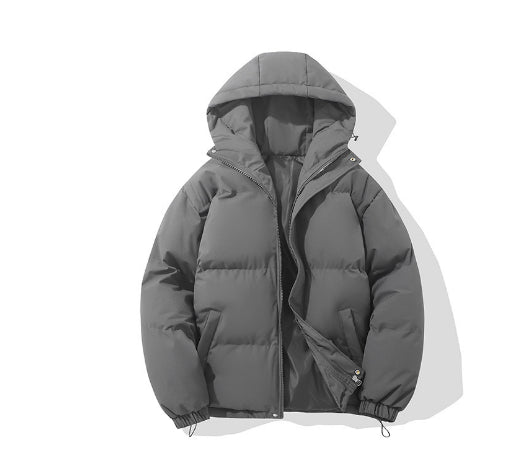 Men's Hoodie Coat Winter Fashion Solid ZIp-up Thickened Cotton-padded Jacket Casual Warm Outwear Top Clothing