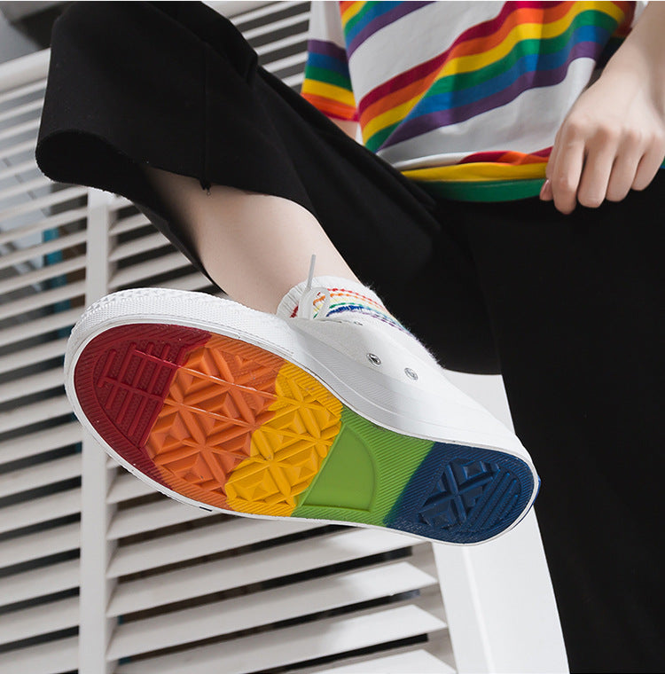 Rainbow Women's Lace-Up Canvas Tennis Shoes Sneakers