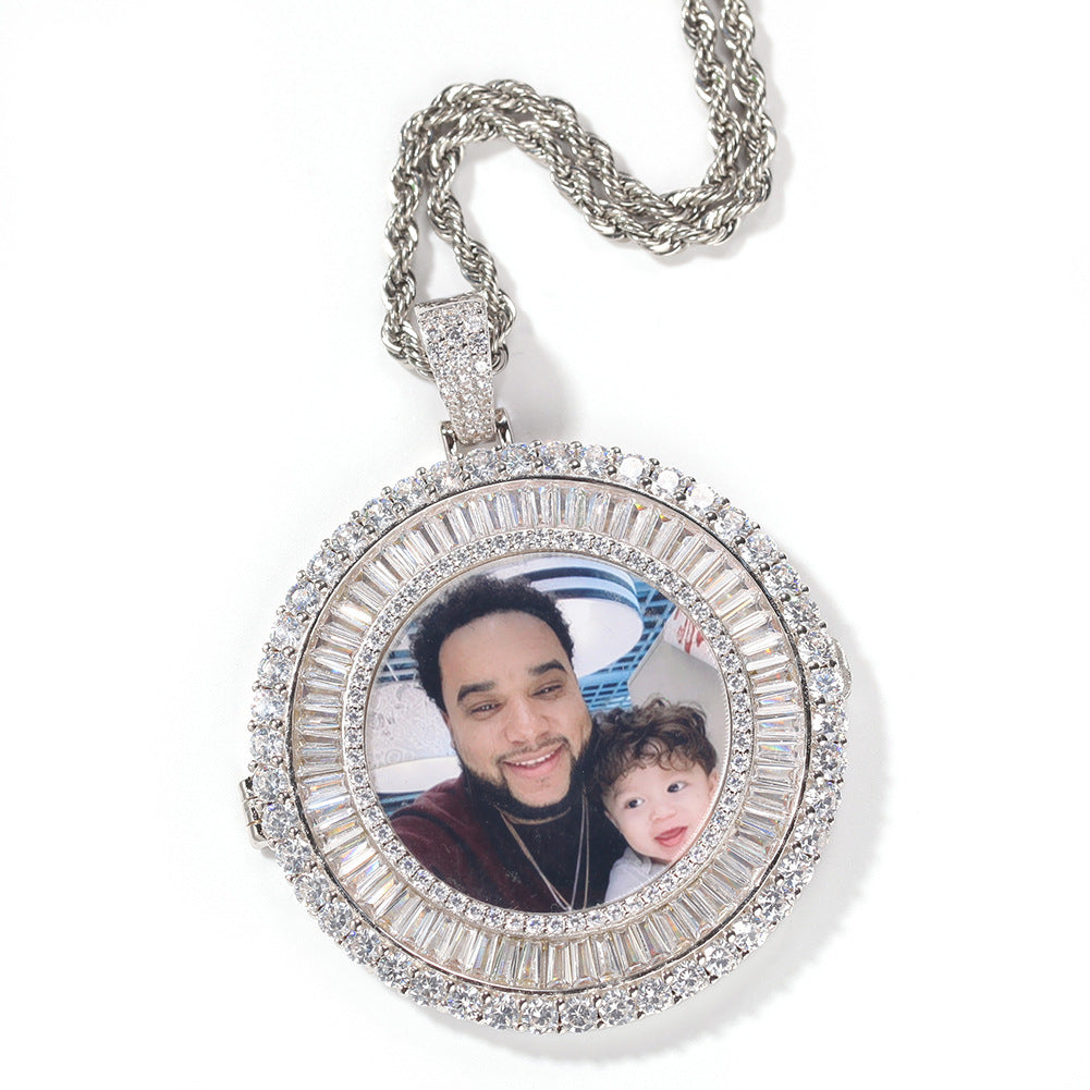 Personalized Customized Photo Pendant Micro Inlaid Cubic Zirconia Chain Necklace