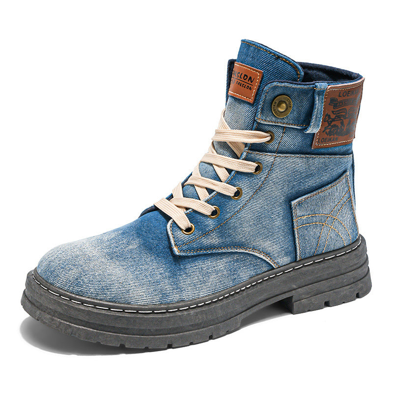 Men's Denim Lace-Up Martin Ankle Boots
