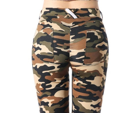 Camoflauge Print Women's Straight Leg Trouser Pants