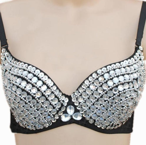 Black Rhinestone Detail Bra
