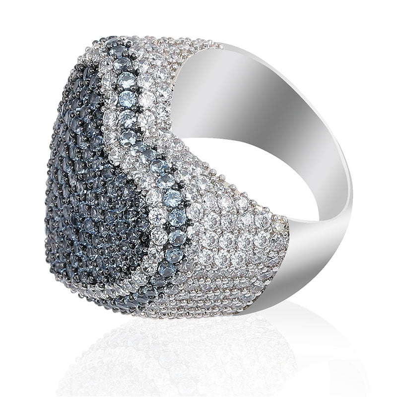 Men's Heart Shaped Silver Cubic Zirconia Hip-Hop Ring