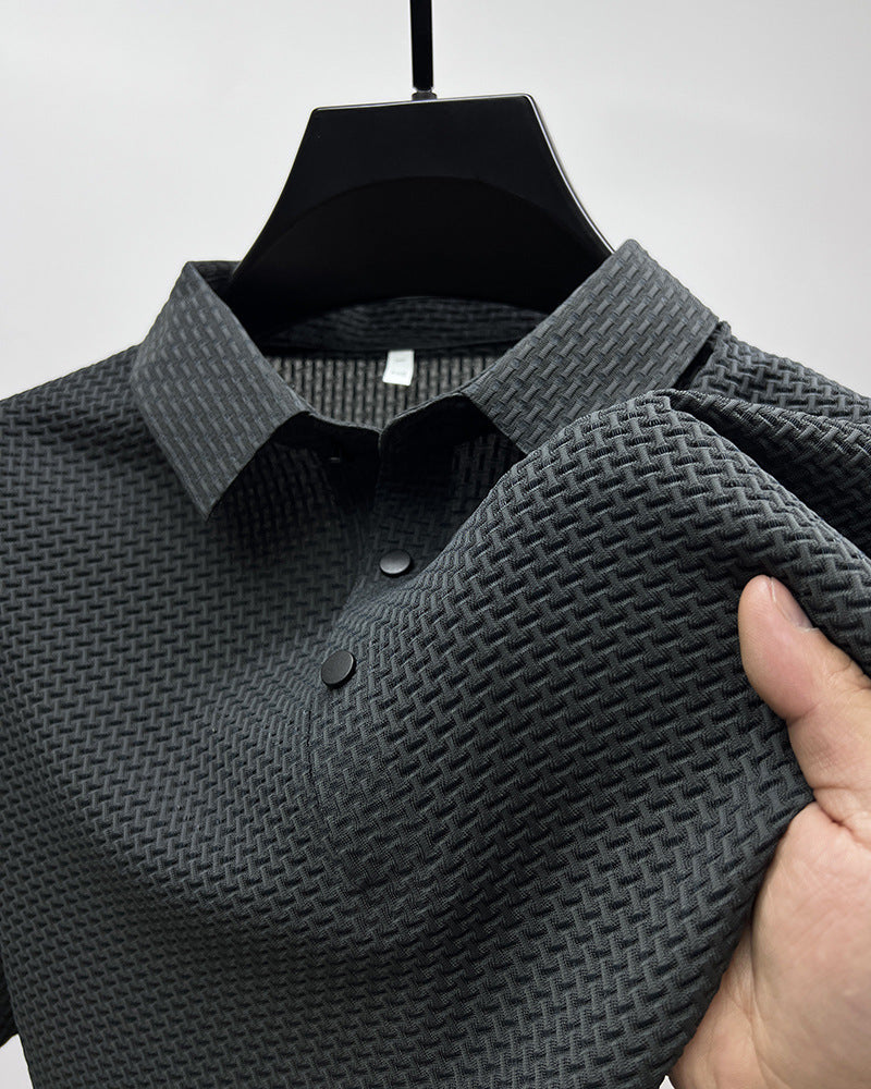 Men's Mesh Ice Silk Short Sleeve urn-Down Collar Polo Shirt