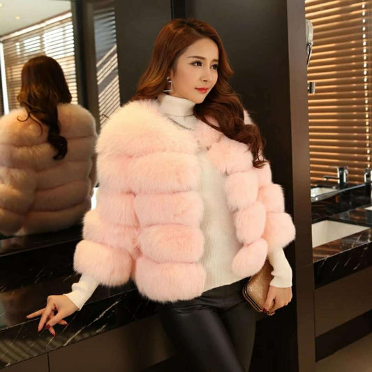 Ribbed Faux Mink Fur Solid Color Women's Evening Jacket to 3X Plus Size