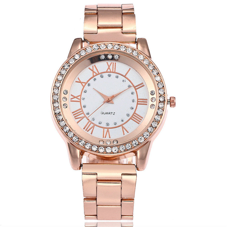 Rhinestone Rose Gold/Gold/Silver Quartz Women's Stainless Steel Watch