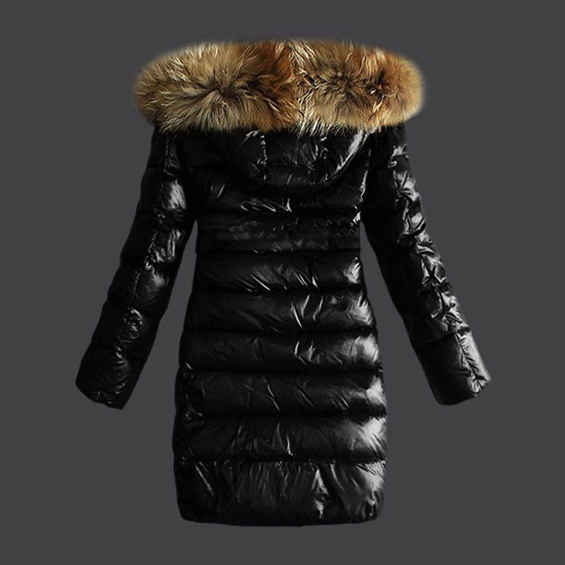 Quilted Raccoon Fur Collar Women's Puffer Bomber Coat to 3X Plus Size