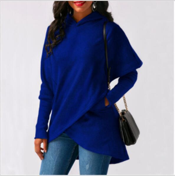 Fleece Irregular Solid Color Women's Hoodie Sweatshirts to 5X Plus Size