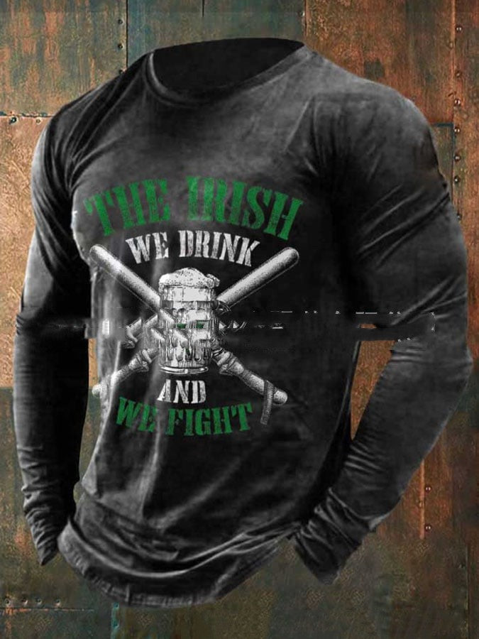 Men's Clover Letter Print Long Sleeve T-Shirt to 4X Big & Tall