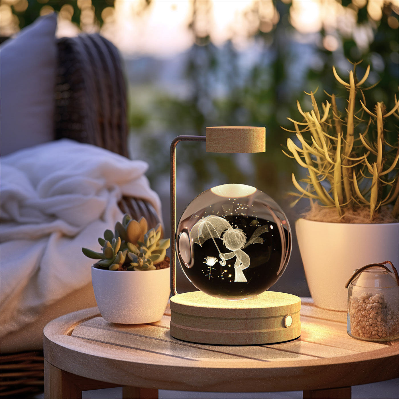 Crystal Ball Cosmic Indoor USB Bedside Night Light Lamp