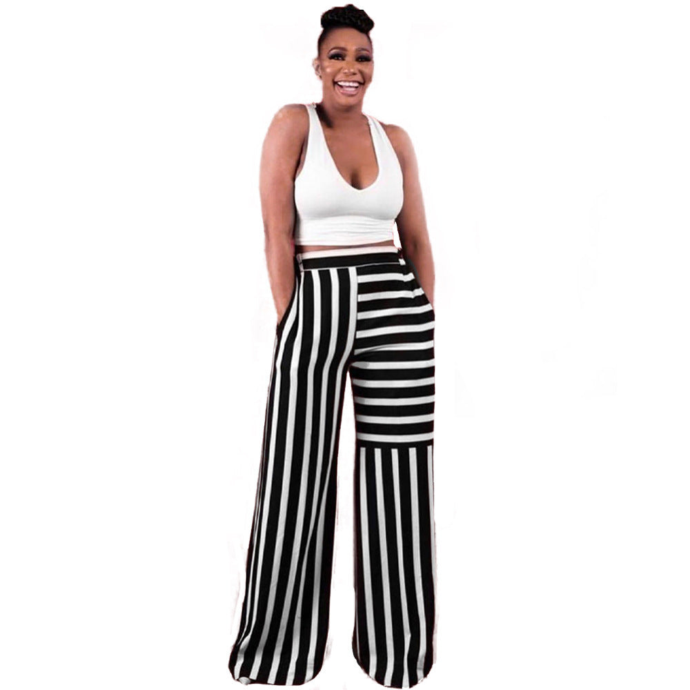 Women's Colorblock Striped Straight Wide Leg Lounge Pants