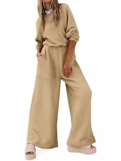 Knitted Long Sleeve Women's Solid Color Backless Sweater Jumpsuit