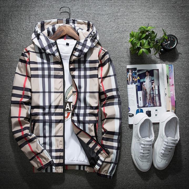Men's Camoflauge/English Plaid Hooded Luminous Zipper Jacket to 5X Big & Tall