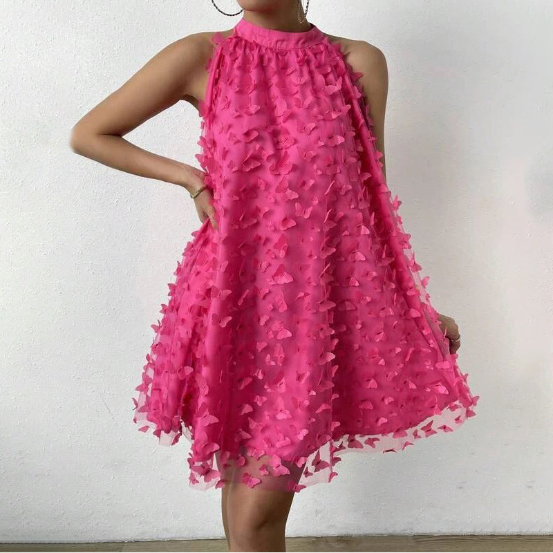Mesh Strapless Layered Sleeveless Halter Mini Dress