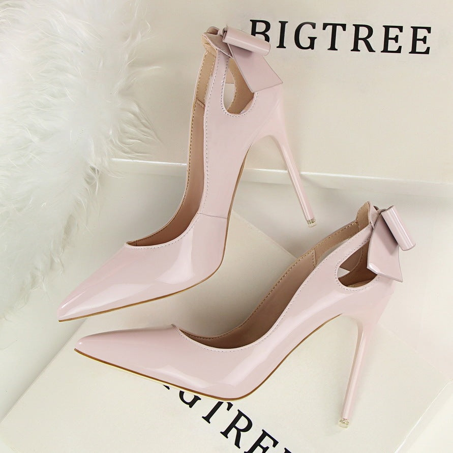 Cut-Out Back Bow Design Women's Stiletto Heel Pumps
