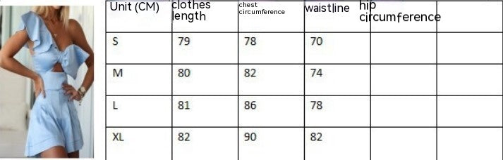Ruffled Big Bow Design One Shoulder Asymmetrical Hollow-Out One Piece Shorts Romper