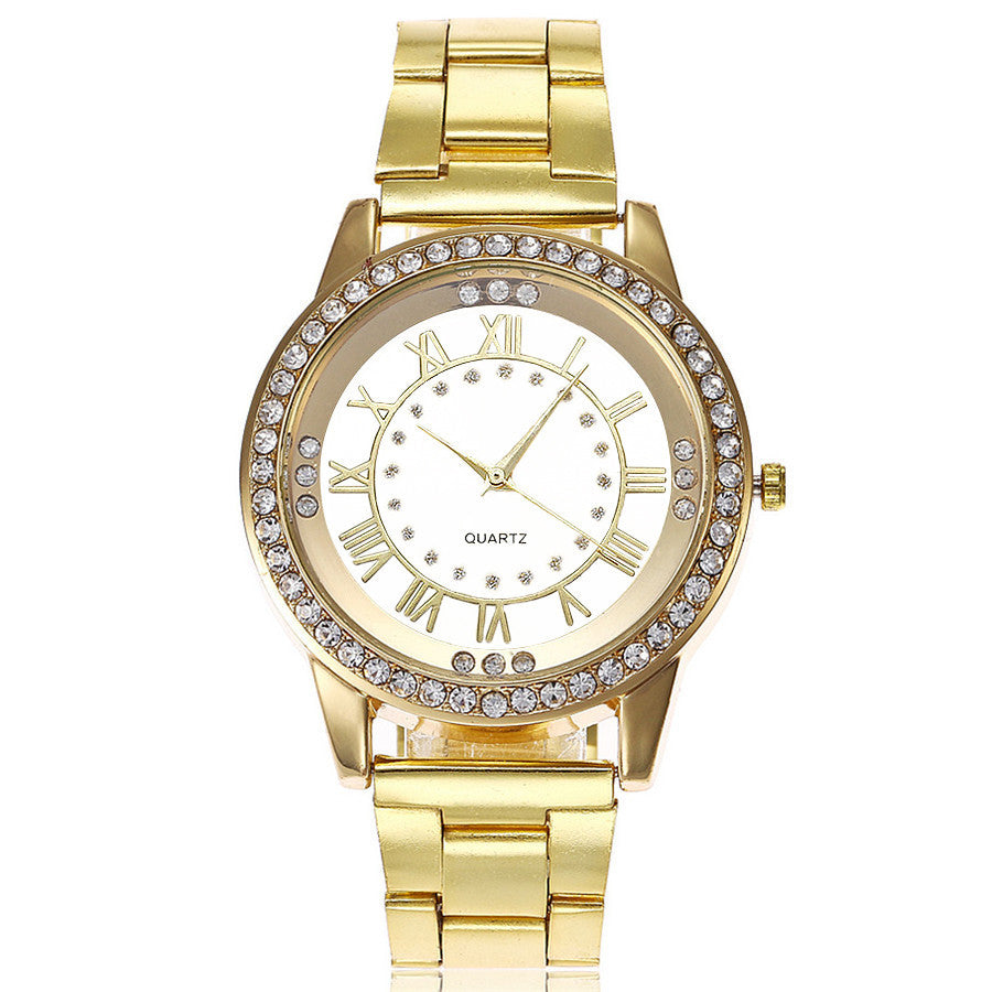 Rhinestone Rose Gold/Gold/Silver Quartz Women's Stainless Steel Watch