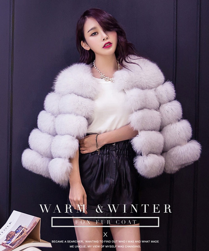 Ribbed Faux Mink Fur Solid Color Women's Evening Jacket to 3X Plus Size