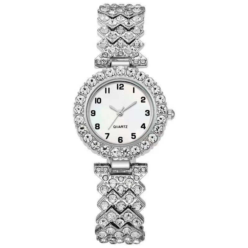 Watch Set: Women's Quartz Watch + Alloy Tennis Bracelet 2-Piece Jewelry Set