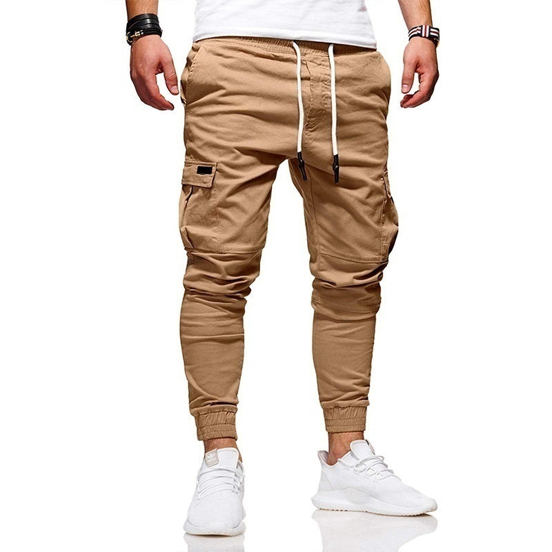 Men's Drawstring Multi-Pocketed Cotton Casual Cargo Pants