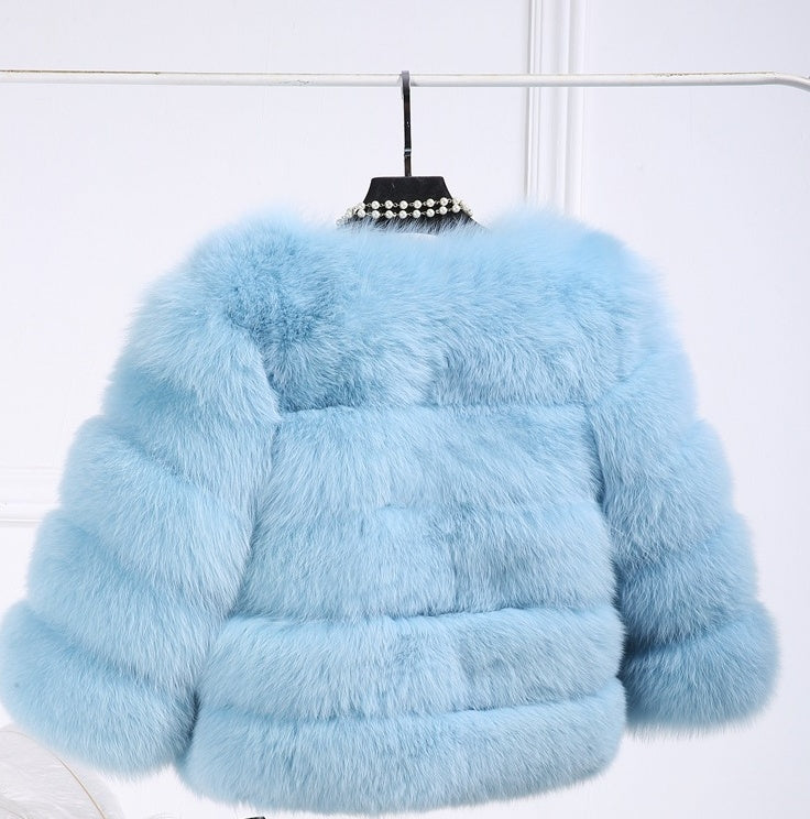 Ribbed Faux Mink Fur Solid Color Women's Evening Jacket to 3X Plus Size