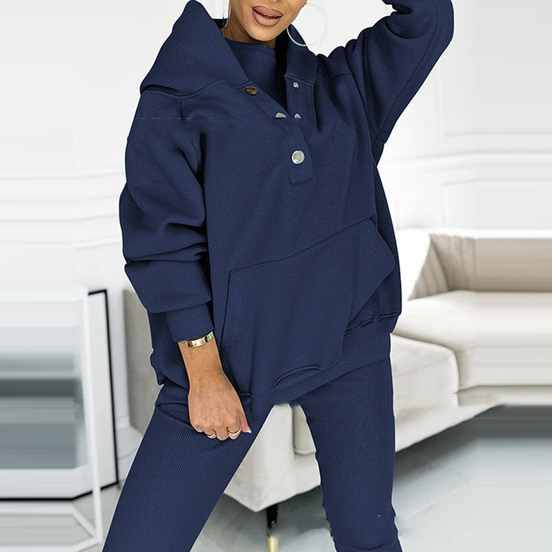 Loose Pocketed Hoodie Sweatshirt + Vest + Skinny Jogger Sweatpants 3-Piece Tracksuit to 3X Plus Size