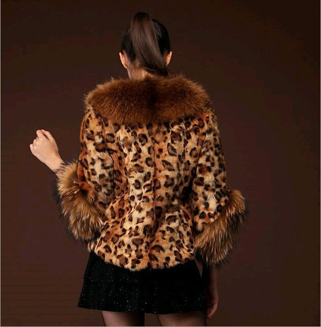 Leopard Print Faux Fur Women's Jacket to 3X Plus Size