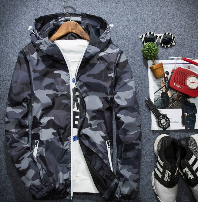 Men's Camoflauge/English Plaid Hooded Luminous Zipper Jacket to 5X Big & Tall