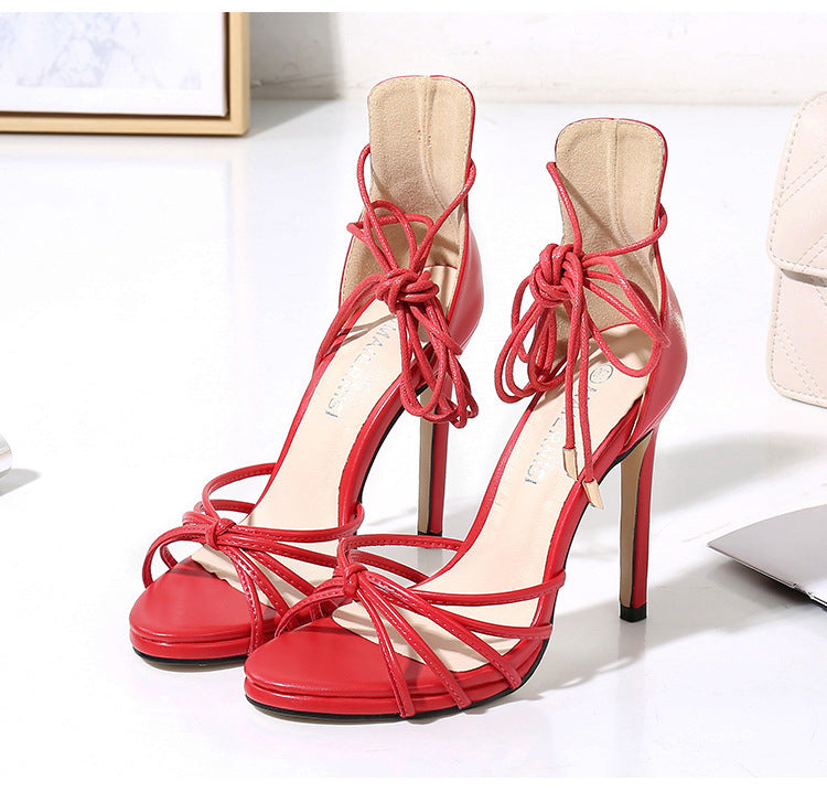 Cross Strap Open Toe Stiletto High Heel Sandal Pumps