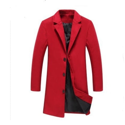 Men's Turn-Down Collar Button-Up 3/4 Length Pea Coat